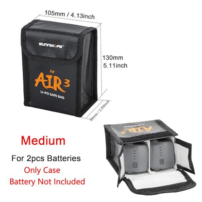 Lipo Storage Bag for DJI Air 3s / Air3 Battery (for 2 batteries) - size: Medium (for 2pcs batteries)