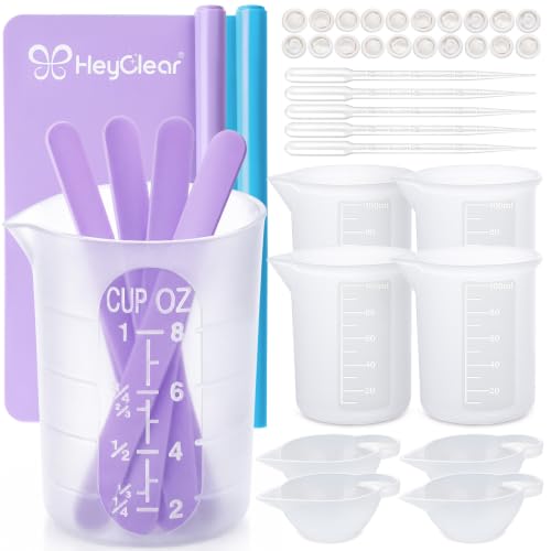 HeyClear Silicone Measuring Cups Kit for Epoxy Resin 250&100ml Mixing Cups - size: 250ML+100ML