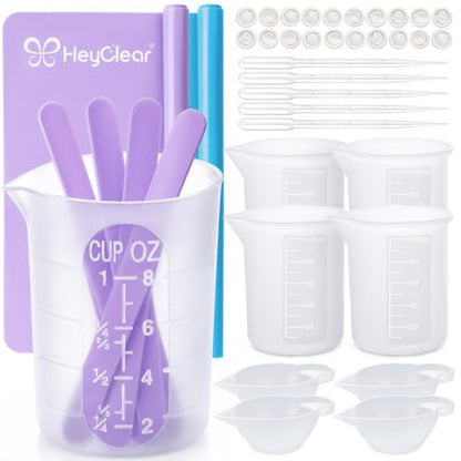 HeyClear Silicone Measuring Cups Kit for Epoxy Resin 250&100ml Mixing Cups - size: 250ML+100ML