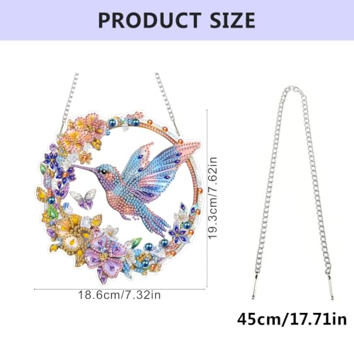 AIBOERL Diamond Art Kits for Adults,Hummingbird Acrylic Hanging Suncatcher - color: DP04439