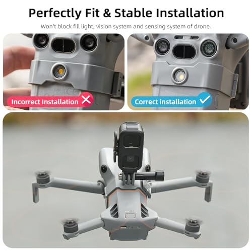 Action Camera Mount Holder + Strobe Light Searchlight for DJI Mini 5 Pro, Drone Gimbal Top Mount Kit Extension Bracket with 1/4" Screw Adapter (Mounting Bracket + Searchlight Bundle) - color: Mounting Bracket + Searchlight Bundle