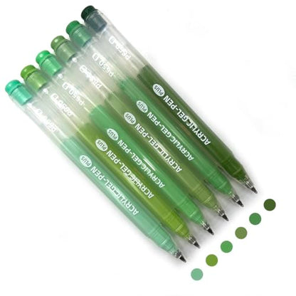 6 Colors 1.0mm Fine Pointed Acrylic Gel Pen Set,Green2.0 - color: Green