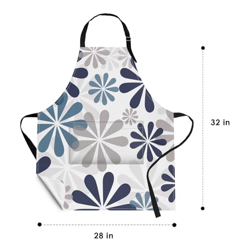 Britimes Apron with Pockets, 32x28 inch, 2 Pack, Grey Daisy - color: Flowers Daisy