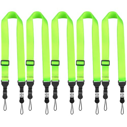 FIEIL 5 Pack Nylon iPad Strap, Adjustable Camera Neck Strap, Comfortable Shoulder Strap for iPad, Cellphone Tablet, Camera, Laptop, Binocular(Fluorescent Green Universal Neck Lanyard) - size: 5 Pack Fluorescent Green