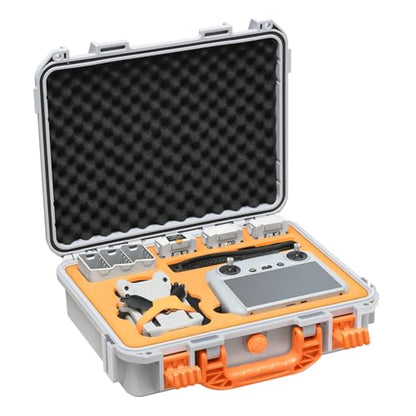 Hard Case for DJI Mini 3 Pro: with Custom Foam for DJI Mini 3/4 Pro Drone - color: Gray & Orange