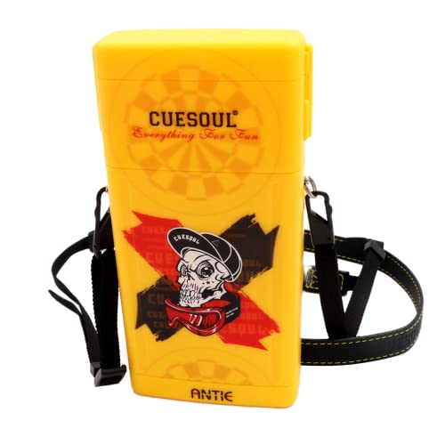 CUESOUL ANTIE Hard Dart Case, Holds 6 Steel/Soft Tip Darts & Extra Tips, Shafts & Flights, Durable Use - color: Yellow Skeleton in Hat