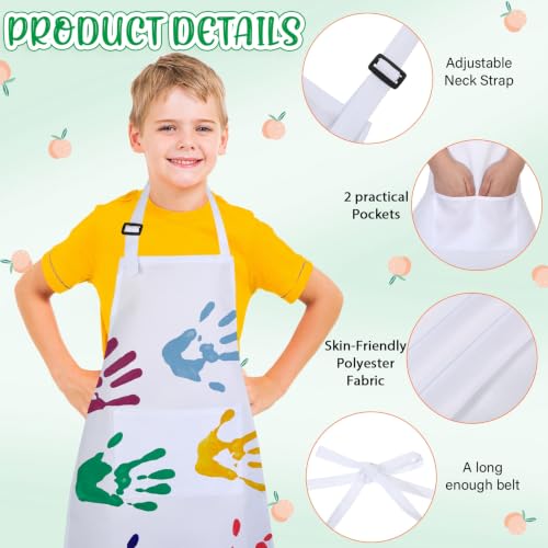 Handepo Kids Aprons Bulk Adjustable Child Painting Chef - color: White, size: 7-13years