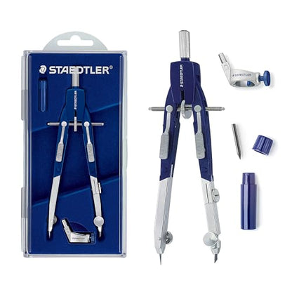 STAEDTLER Mars Comfort Metal 6" Compass Set with Case, Adaptor & Lead - style: 3 Piece Professional Set