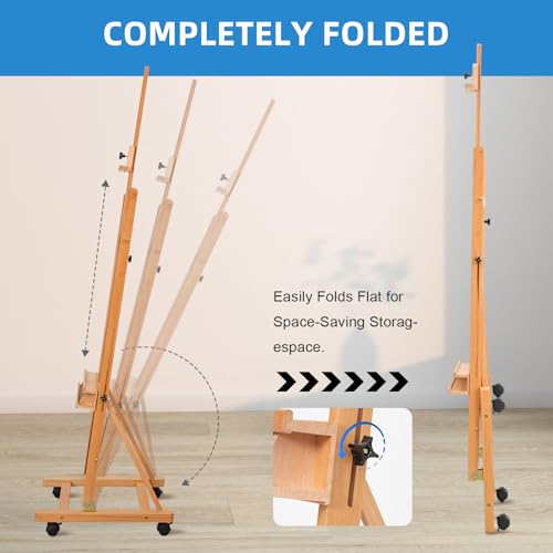 Falling in Art Large H-Frame Studio Artist Easel, Holds up to 51'', Natural - style: Natural