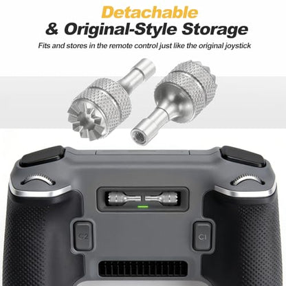 MECCANIXITY 2 Set Aluminum Controller Stick, Replacement Joystick Remote Controller Joystick Stick for Mini4 Pro Air3S Drone Remote Accessories, Black/Silver - color: Black/Silver