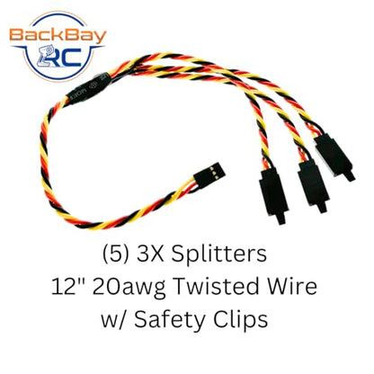 BackBayRC - 12in 20awg Universal Servo 3X Splitter - 5 Pack - style: 12in 3X Servo Splitter