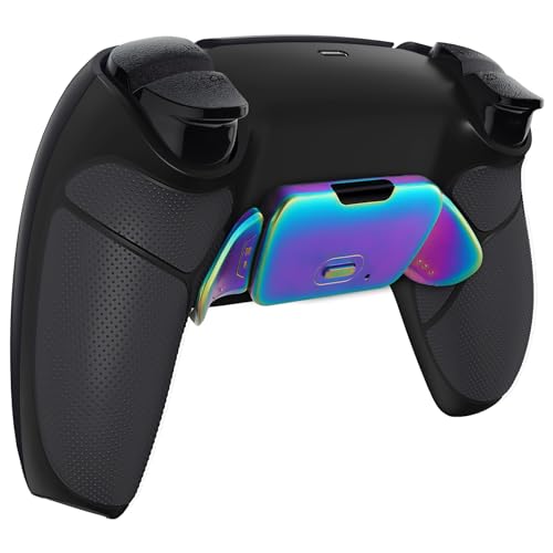 eXtremeRate Rainbow Aura Blue Purple Real Metal Buttons RMB RISE V3 Remap Kit for PS5 Controller BDM-030 040 050, Black Rubberized Grip Back Shell Upgraded Programable Back Buttons for PS5 Controller - color: Black Rainbow