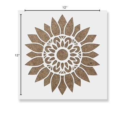 Stencil Revolution Sunflower Mandala Stencil - Nature Stencil, Large Stencils, Wood Stencils - size: 12"x12"
