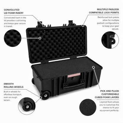 DCB Cases - Element 5573F Waterproof Hard Case with Foam Insert - IP67 Dustproof | Impact-Resistant | 22 x 14 x 10 Ext Dim | Pressure Valve | Protective Equipment Storage Case with Pick & Pluck Foam