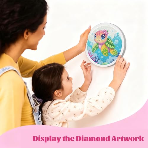 Gemozaic Sea Turtle Diamond Art Kits for Kids Ages 6-8-12, Round Frame - color: CC1022