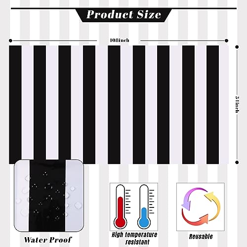 Kesfey Black Striped Tablecloth Picnic Horizontal Stripe Table Cover 3 Pack - color: Black Horizontal Striped