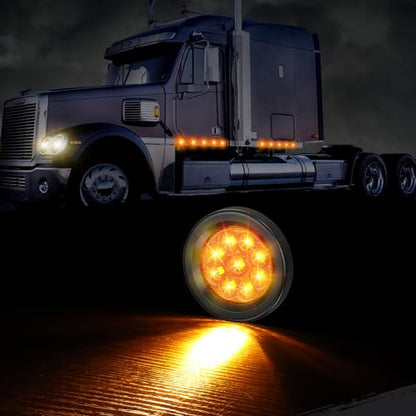 10Pcs 2 Inch Amber And Red LED Round Side Marker Lights for Trailer - color: Amber + Red
