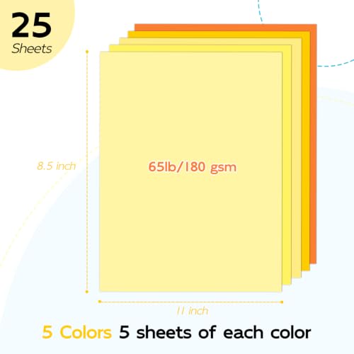 25 Pack Goefun Yellow Card Stock Paper 8.5 x 11 - color: Yellow