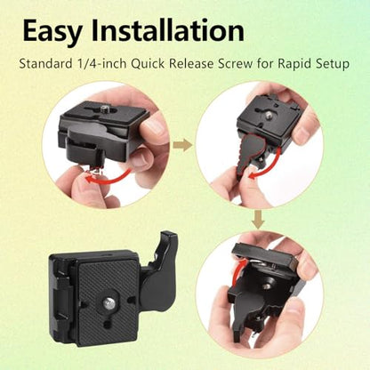 2 Pack Tripod Adapter Quick Release Plate Universal for Camera Tripod Head Rapid Mounting Plate Adapter Fit for 200pl-14 Rc2 Black Quick Release Plates for Camera Tripods (Black)