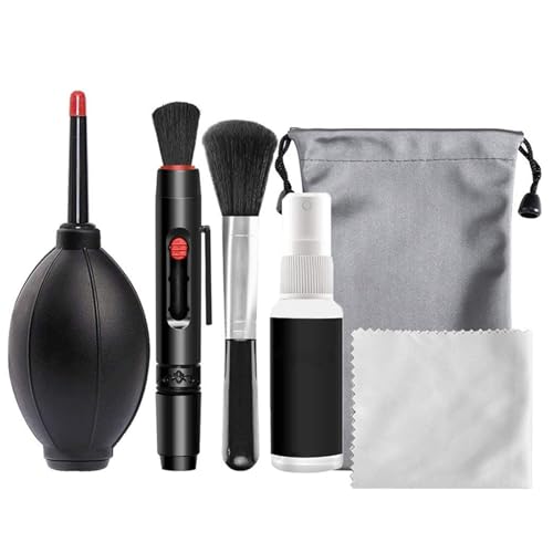 Camera Lens Cleaning Kit, Professional DSLR Lens Cleaning Tool with Waterproof Storage Bag, Air Dust Blower, Lens Cleaning Pen Brush, Cleaning Cloth, Empty Bottle, for DSLR Camera Cleaning Tool