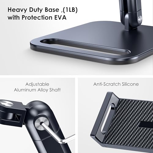 Tablet Stand for iPad, Aluminum Tablet Holder with Heavy Duty Base for Desk - size: High - Two Arm