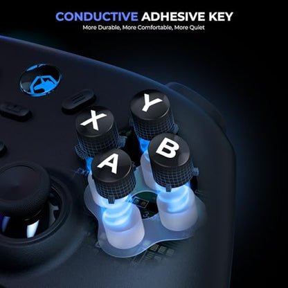 ECHTPower Wireless PC Gaming Controller - Hall Effect Joystick, 2.4G & Wired 1000Hz Polling Rate, 800mAh Battery, Adjustable Turbo/Vibration - for PC/Switch/iOS/Android - color: Black