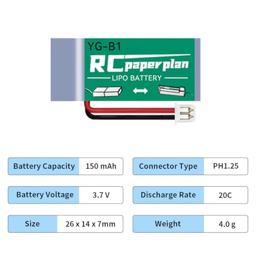 2Pcs 3.7V 150mAh Lipo Battery for RC Toy & Model (PH1.25) - size: 150mAh-PH1.25