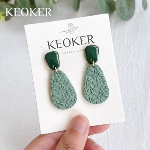 KEOKER Polymer Clay Texture Roller - Great for Making Earrings, Like Texture Sheets, Works with Clay Cutters (Olive Leaves) - color: olive leaves