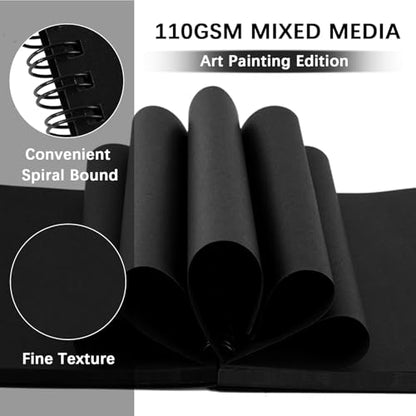 5x7 Black Paper Sketchbook,Spiral Bound Journal Notebook,70 Sheets 110gsm - color: 1-black paper