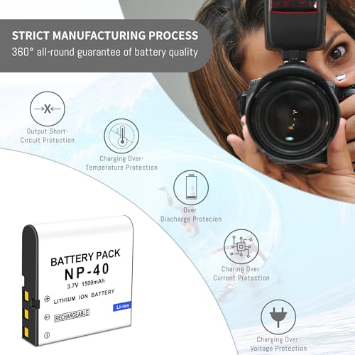 3Pack NP-40 Battery USB Dual-Channel Charger for Casio NP-40 Exilim EX-Z400