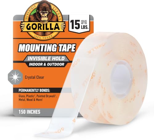 Gorilla Tough & Clear Double Sided Mounting Tape, Clear Tape, 1" x 150" - Weatherproof for Indoor or Outdoor (Pack of 6) - size: 6 - Pack