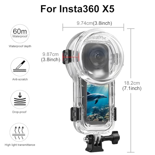 60M/196FT Invisible Diving Case for Insta360 X5
