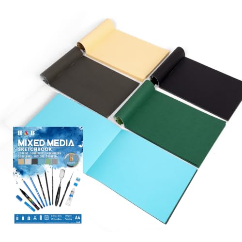 H & B Mixed Media Sketchbook 8.3"x11.7" A4, 250GSM 6-Color Toned Paper Pad