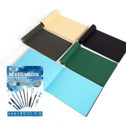 H & B Mixed Media Sketchbook 8.3"x11.7" A4, 250GSM 6-Color Toned Paper Pad