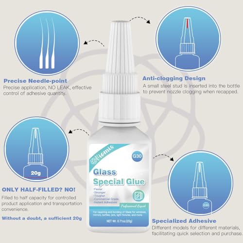 20g Glass Glue, Instant Strong Glue for Acrylic, Other Materials - size: 20g Glass Glue