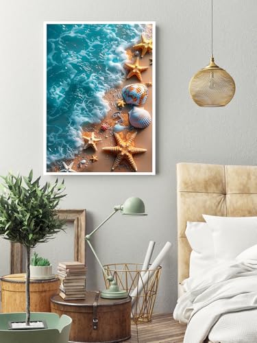 Beach Diamond Art Kits for Adults, 5D Diamond Painting Kits for Beginners - color: Starfish Beach