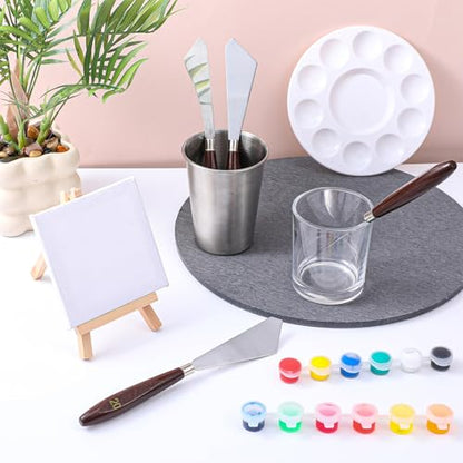 4 Pcs Pallet Knife Set, Stainless Steel No.19 No.20 Palette Knives Art Spatula with Wood Handle Scraper for Oil Canvas Acrylic Sculpting Mixing Texturing
