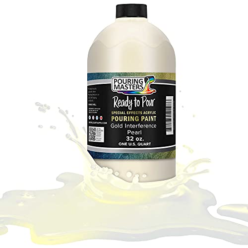 Pouring Masters Gold Interference Pearl 32-oz Acrylic Pouring Paint - color: Gold, size: 32 Fl Oz (Pack of 1)