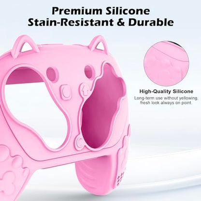 Silicone Controller Case Set Compatible with Nintendo Switch 2 Pro, Gamepad Accessories - Protective Softshell Cover with 6 Thumb Grips, Shock-Resistant & Ergonomic Comfort Grip Design (Pink) - color: Pink