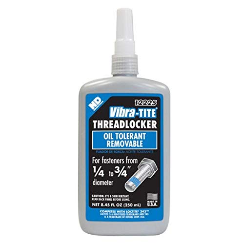 Vibra-TITE - 12225 122 Oil Tolerant Removable Anaerobic Threadlocker, 250 ml Bottle, Blue - size: 250 milliliters