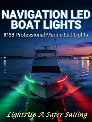 YM E-Bright Marine LED Navigation Light Strips, 24inch Red Green 12V 4PCS - color: 2 Pcs Green+2 Pcs Red, size: 24 inch