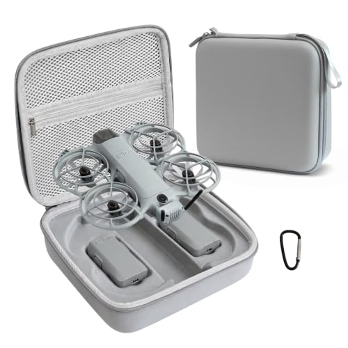 Carrying Case for DJI Neo 2, Portable Hard Shell Travel Case with Carabiner - color: grey