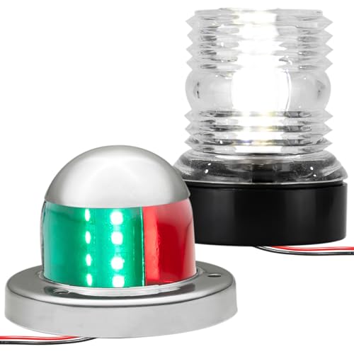 Five Oceans LED Anchor and Bi-Color Navigation Light Kit, 12V, USCG Rules 2NM, for Pontoon, Fishing Boats, Bass Boats - FO4512-C2 - style: Anchor & Bi-Color Lights Kit#2
