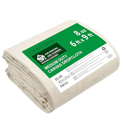 HOMESPUN Absorbent Machine-Washable Cotton Canvas Drop Cloth 6 x 9 ft - size: 6 ft x 9 ft