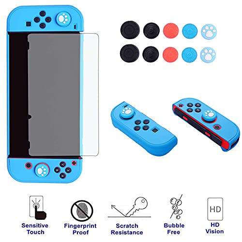 Dockable Case for Nintendo Switch - COMCOOL 3 in 1 Protective Cover Case for Nintendo Switch and Joy-Con Controller with Screen Protector and Thumb grips - Sky Blue - color: Sky Blue