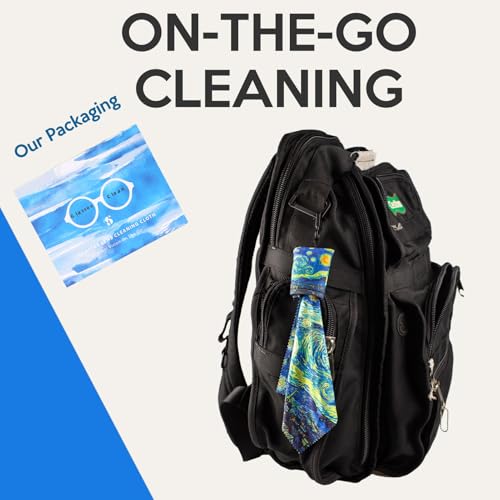 Glasses Cleaning Cloth,Microfiber Eyeglass Cleaner Art Design Keychain 4PCS - color: Blue