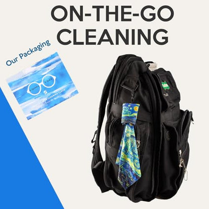 Glasses Cleaning Cloth,Microfiber Eyeglass Cleaner Art Design Keychain 4PCS - color: Blue