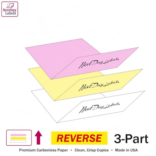 NextDayLabels Superior Carbon-Less NCR, 3 Part Reverse #5900, 8.5" x 11" - size: 8-1/2" x 11" 3 Part Reverse, #5900