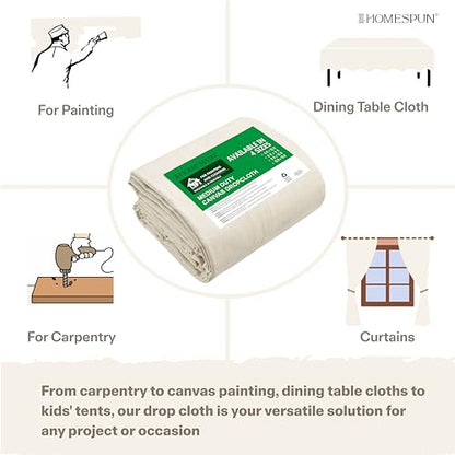 HOMESPUN Absorbent Machine-Washable Cotton Canvas Drop Cloth 6 x 9 ft - size: 6 ft x 9 ft