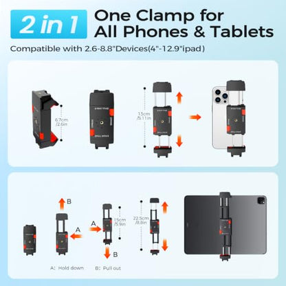 MACTREM 67" iPad Tripod Stand for Tablet Phone Camera with Remote Mount - color: Grey